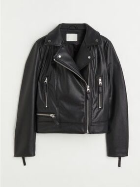 H&M Black Faux Leather Biker Jacket